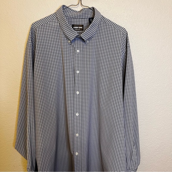 Lands' End Men's Blue Checkered Regular Fit Button Down Shirt Size XXL - Picture 1 of 11